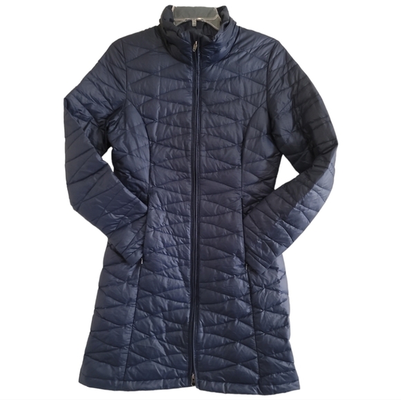 Patagonia Fiona Down Parka Coat Navy Blue XS Zip Front Interior Pockets Puffer - Picture 2 of 11